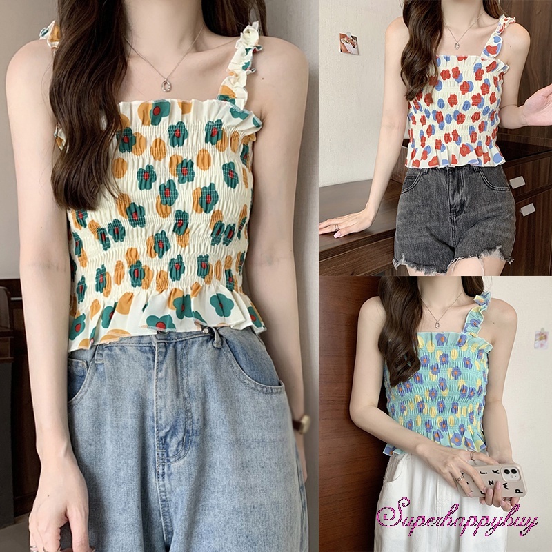 Áo Ống Ngắn In Họa Tiết Hoa Thoải Mái Thời Trang Cho Nữ