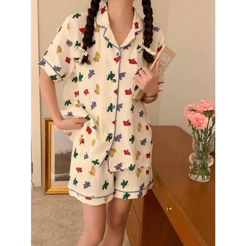 Bộ Đồ Ngủ Ngắn Tay In Hình Chuột Minnie Dễ Thương Cho Nữ