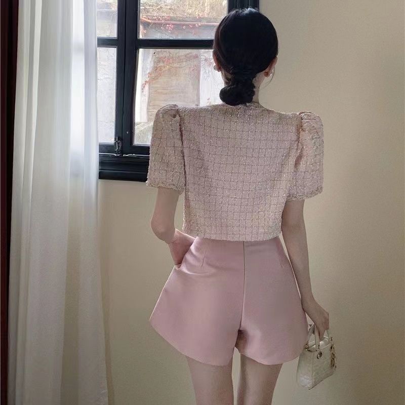 [F &amp; X] Set Áo Khoác Tay Ngắn + Quần Short Ống Rộng Phong Cách Mori Hàn Quốc Thời Trang Mùa Hè Cho Nữ