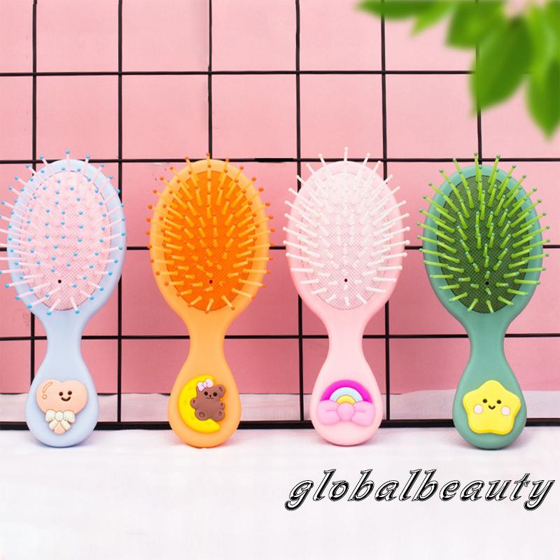Lược Chải Tóc Túi Khí Mát Xa Da Đầu Bằng Nhựa Hình Gấu / Nơ Màu Cầu Vồng Dễ Thương Cho Bạn Gái