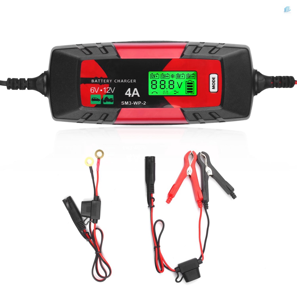 Thiết Bị Sạc Pin Tự Động Thông Minh 6V / 12V 4Amp Màn Hình LCD Cho Xe Hơi / Xe Máy / Tàu Thuyền