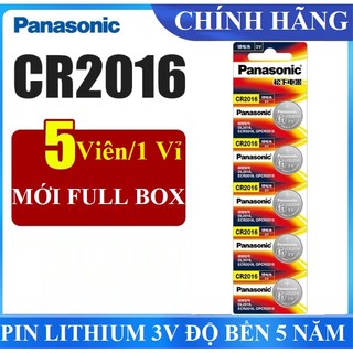 vỉ 5 viên pin cúc Lithium 3V CR2016 PANASONIC CHÍNH HÃNG pin nút cho Cmos, điều khiển, chìa khóa ô tô, xe máy, cửa cuốn