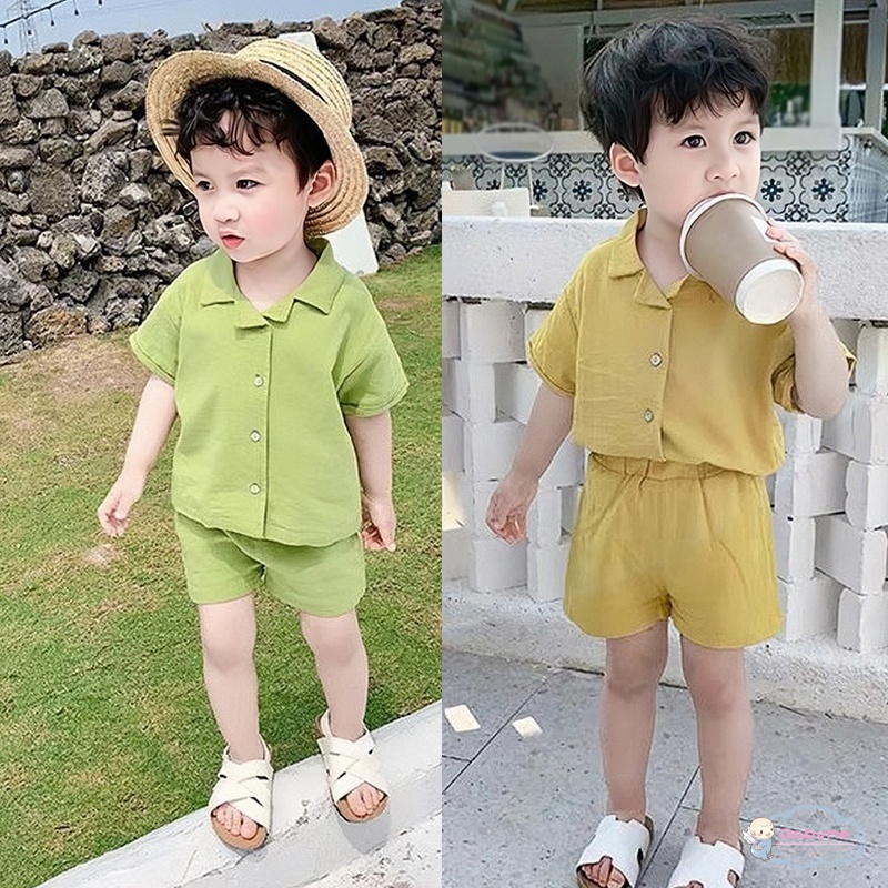 Set Đồ Đi Biển 2 Món Gồm Áo Thun Cotton Nguyên Chất Cài Một Hàng Nút + Quần Ngắn Dáng Rộng Thời Trang Mùa Hè