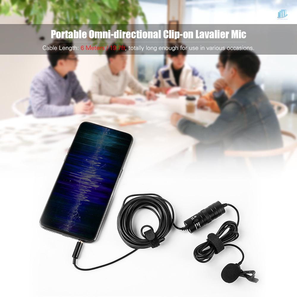 Micro Lavalierinone Chuyên Nghiệp Giắc Cắm 3.5mm 6M Với Kính Chắn Gió 6.35mm Cho iPhone 6 / 6P Samsung Huawei Laptop