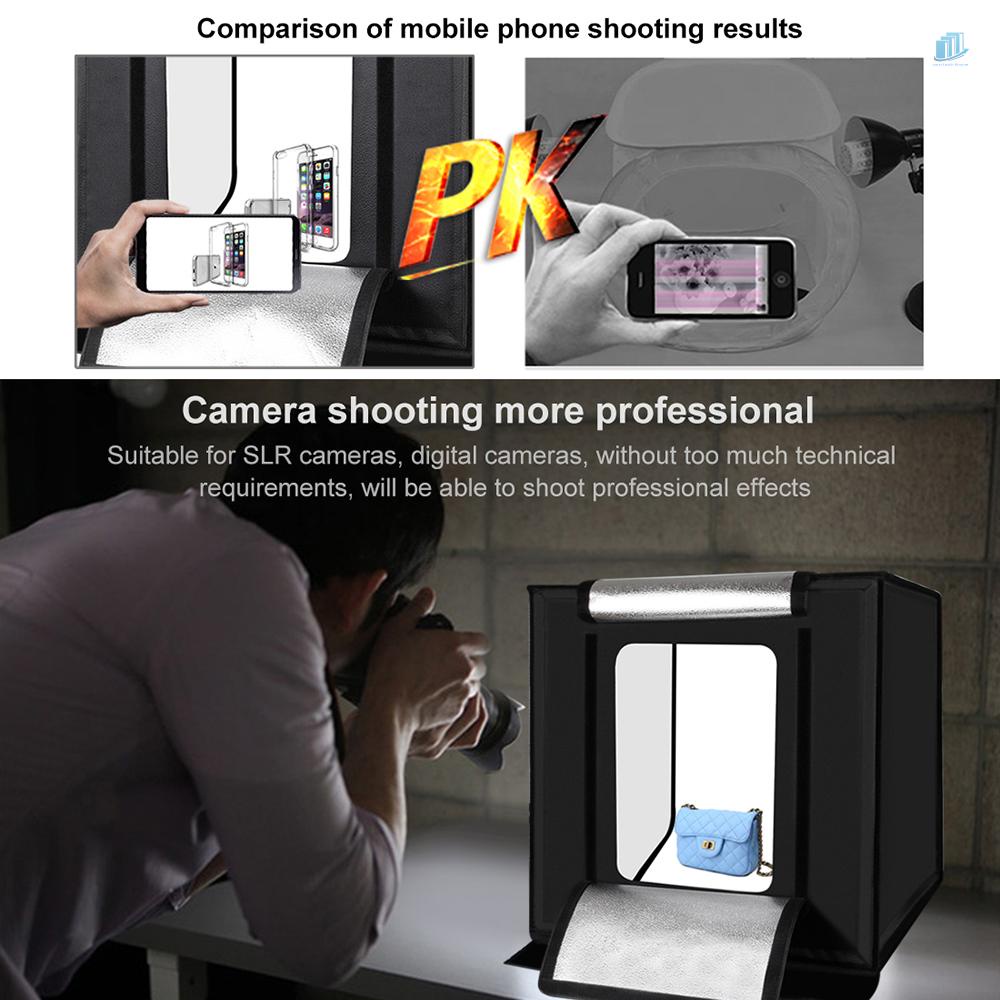 Hộp Chụp Ảnh Chuyên Nghiệp Gấp Gọn Có Đèn LED 64 Bóng 16 inch 40cm