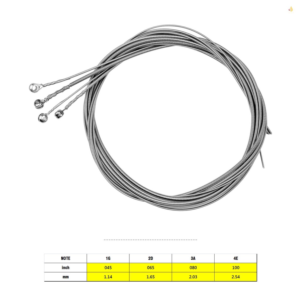 Bộ 4 Dây Đàn Bằng Hợp Kim Niken Hình Lục Giác Chống Mòn Độ Sáng (. 045-.100)