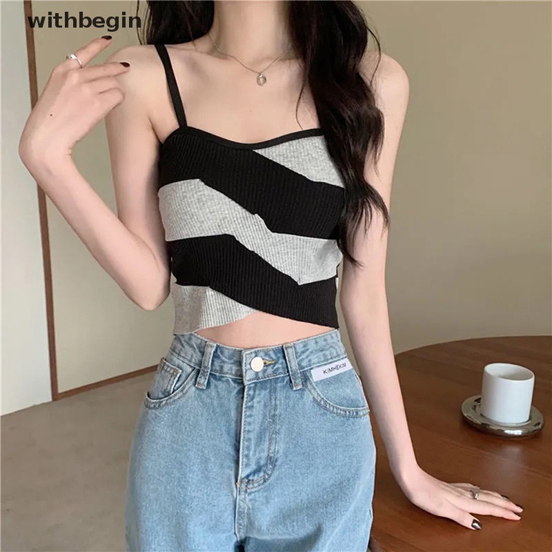 Áo Croptop Kiểu Dáng Đơn Giản Phong Cách Hàn Quốc Thời Trang Mùa Hè Quyến Rũ Cho Nữ