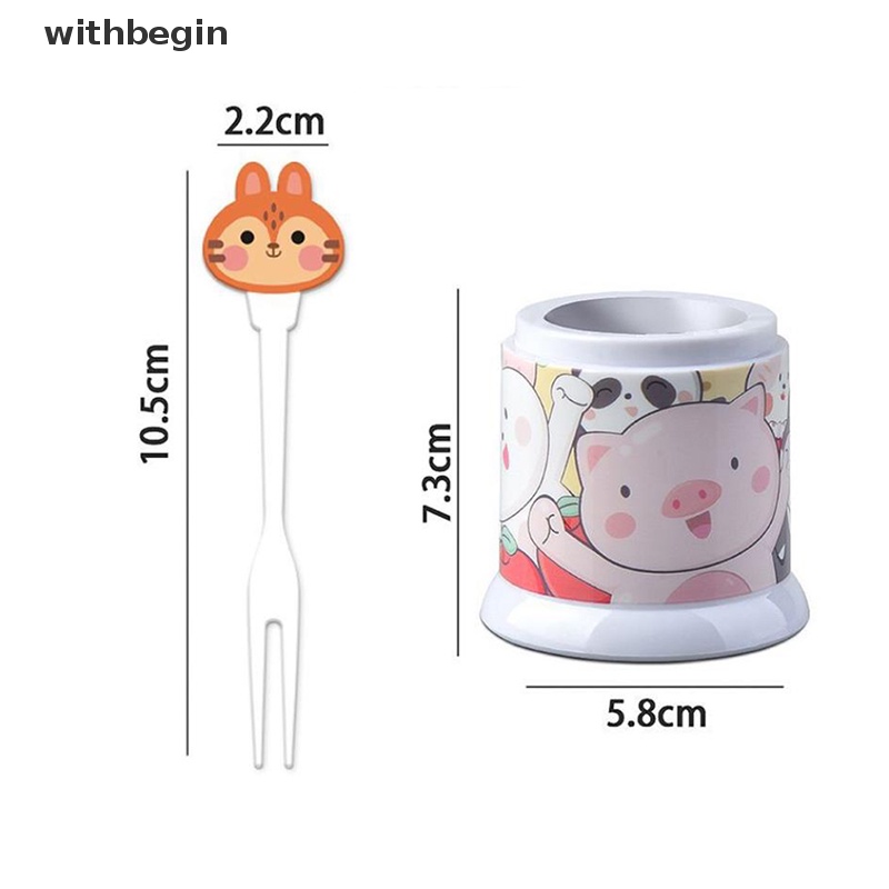 Bộ 8 Nĩa Ăn Trái Cây / Tráng Miệng Hình Động Vật Hoạt Hình Mini Dễ Thương