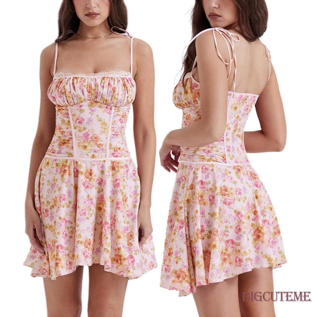 Đầm Hai Dây Họa Tiết Hoa Xinh Xắn Thời Trang Mùa Hè Cho Nữ
