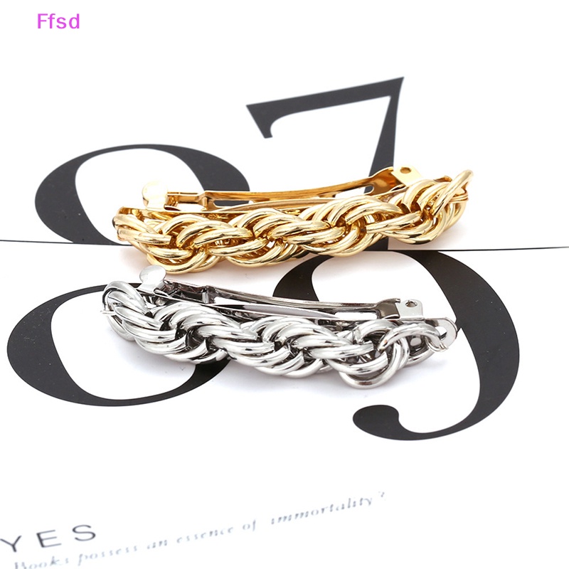 {Ffsd} Kẹp Tóc Dạng Xoắn Bằng Kim Loại Màu Vàng / Bạc Tối Giản Cho Nữ * Bán Chạy
