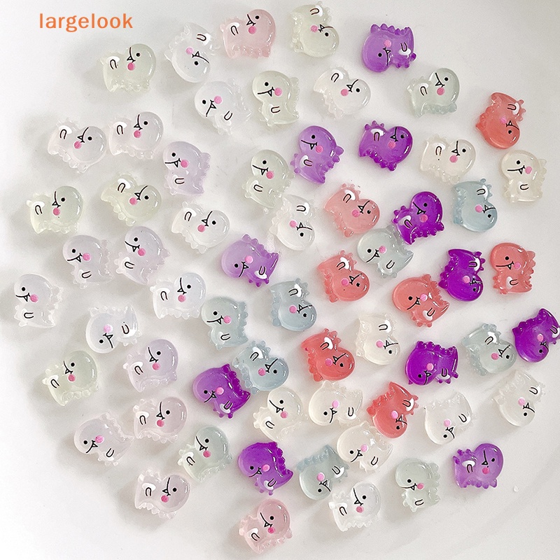 [Biglook] Set 10 Miếng Dán Trang Trí Móng Tay Nghệ Thuật Bằng Nhựa Resin Phát Quang Hình Khủng Long Dễ Thương DIY