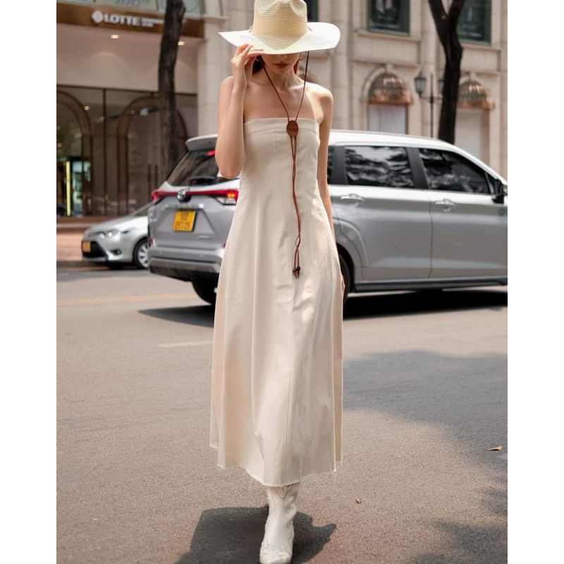 💋Váy xòe cúp ngực thô kaki dáng dài sang chảnh❤️❤️