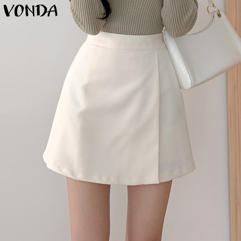 Chân Váy Chữ A Lưng Cao Màu Trơn Phong Cách Hàn Quốc Cho Nữ