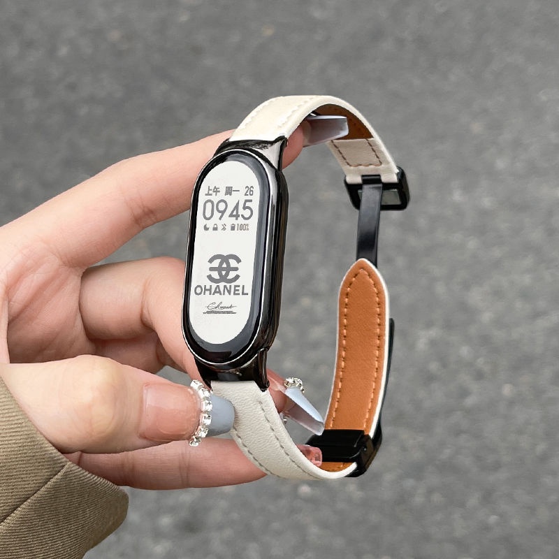 Dây Đeo Bằng Da Thật Có Nam Châm Tháo Gỡ Nhanh Phù Hợp Cho Xiaomi 8 / 7 / 8