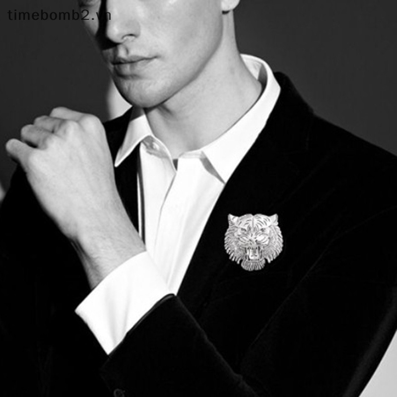 {Timebomb} Ghim Cài Áo Hình Đầu Hổ Lớn Giản Dị Dành Cho Nam Và Nữ Dự Tiệc