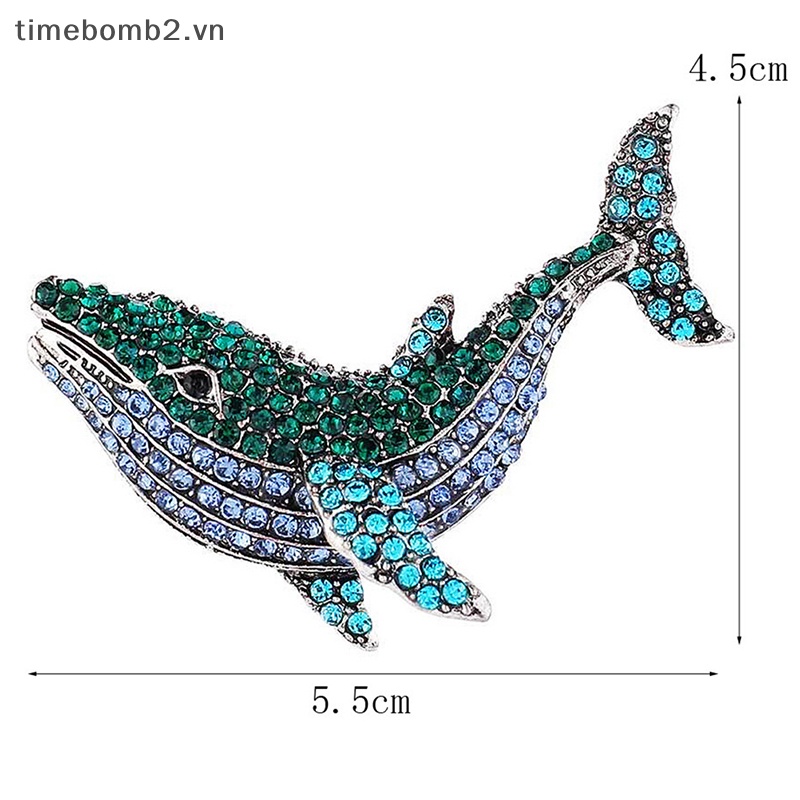 Ghim Cài Áo Hình Cá Voi Đính Đá Thời Trang Cho Nữ
