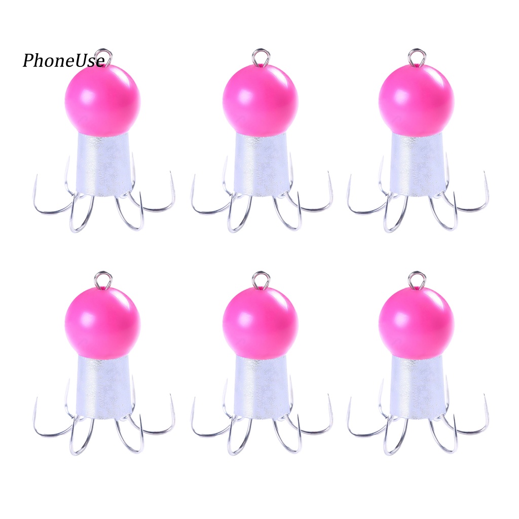 Bộ 6 Mồi Giả Câu Cá PU Hình Bạch Tuộc 62g Bằng Kim Loại Chống Ăn Mòn 8 Móc Câu