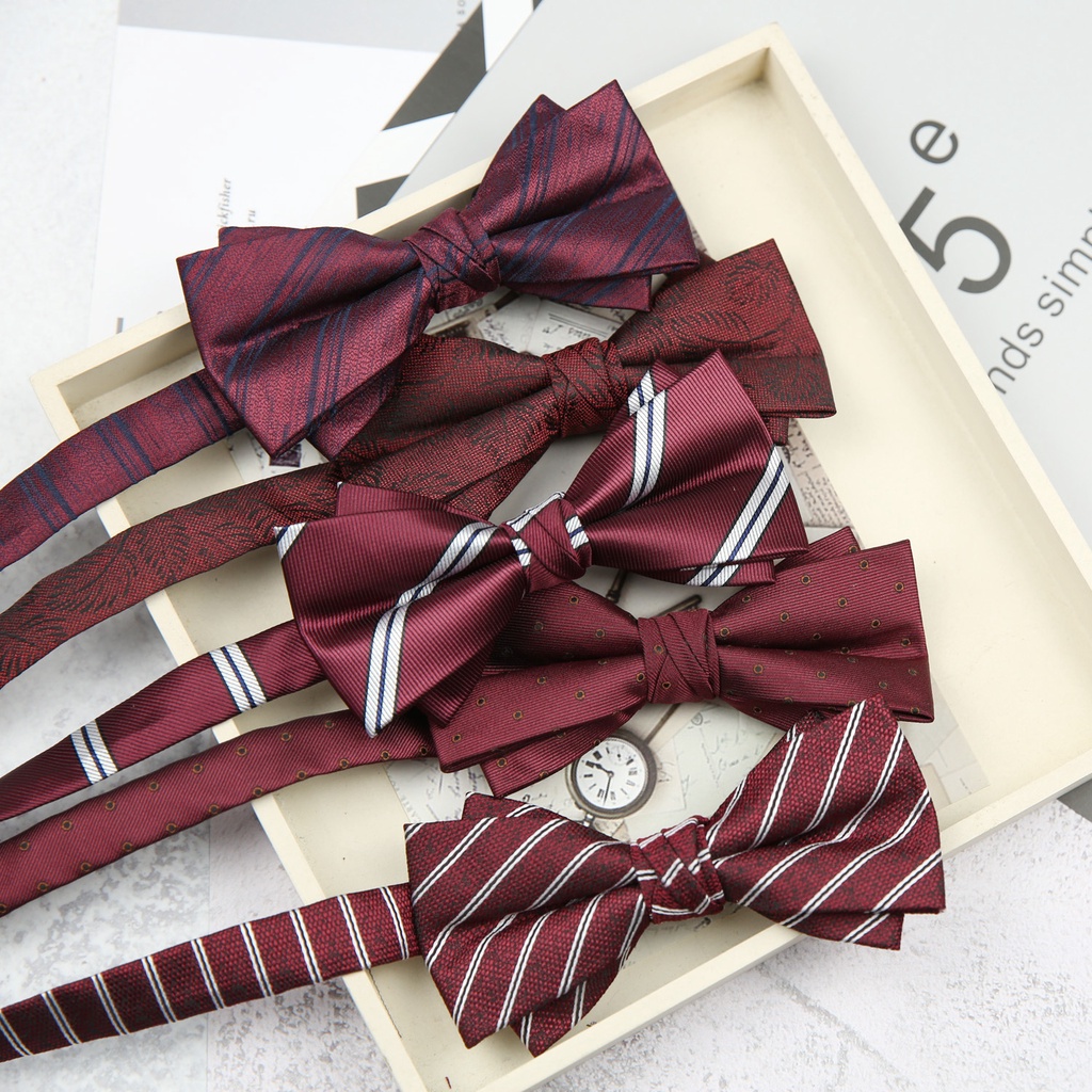 Cà Vạt Nơ Họa Tiết Chấm Bi 6 * 12CM Cho Chú Rể