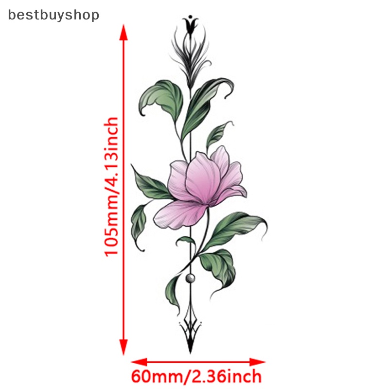 Hình Xăm Dán Tạm Thời Hình Hoa Hồng Và Bướm Màu Đen Chống Thấm Nước