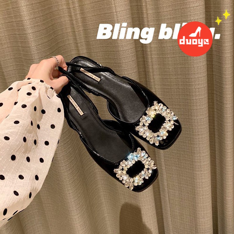 Duoya Factory~[Hàng Có Sẵn]~ Giày Sandal Gót Thấp Dày Hở Ngón Có Khóa Cài Hình Vuông Phong Cách Mùa Hè Kiểu Mới Dành Cho Bạn Nữ Mang Dịp Lễ Hội Mùa Hè 2022