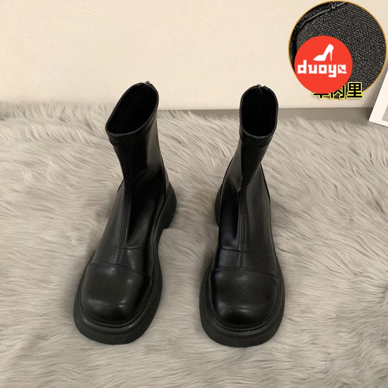 Duoya Factory Thẳng ~ [Hàng Có Sẵn] Giày Bốt Martin Mỏng Đế Dày Ngắn Màu Nâu Phong Cách Pháp Mùa Xuân Thu Cho Nữ Miễn Phí Vận Chuyển