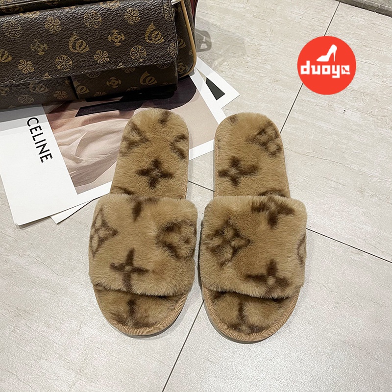 Dép Bông Đi Trong Nhà Dạng Lật Bằng Lông Thỏ Giữ Ấm Chân Quai Chéo Phong Cách Mới 2022 Dễ Phối Đồ Cho Nữ