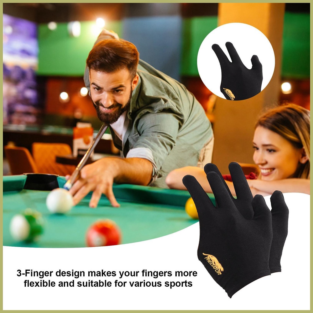 Set 2 Găng Tay Trái / Phải Chơi Bida Ba Ngón Chống Trượt Thoáng Khí Thêu Họa Tiết