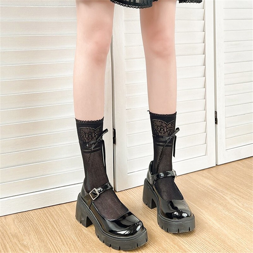 Vớ Ống Lửng Mỏng Phối Ren Và Nơ Phong Cách Lolita Nhật Bản Thời Trang Mùa Hè Dành Cho Bạn Nữ