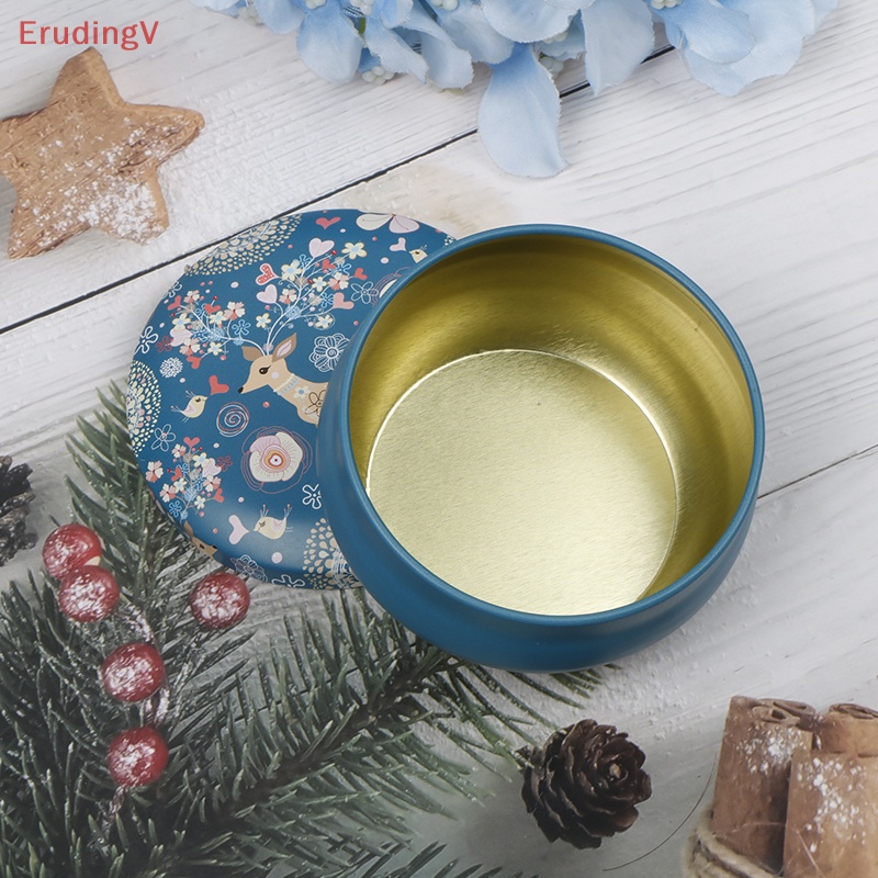 [ErudingV] Hộp Thiếc Nhỏ Tròn Họa Tiết Hươu Retro Sáng Tạo Đựng Kẹo [Mới]