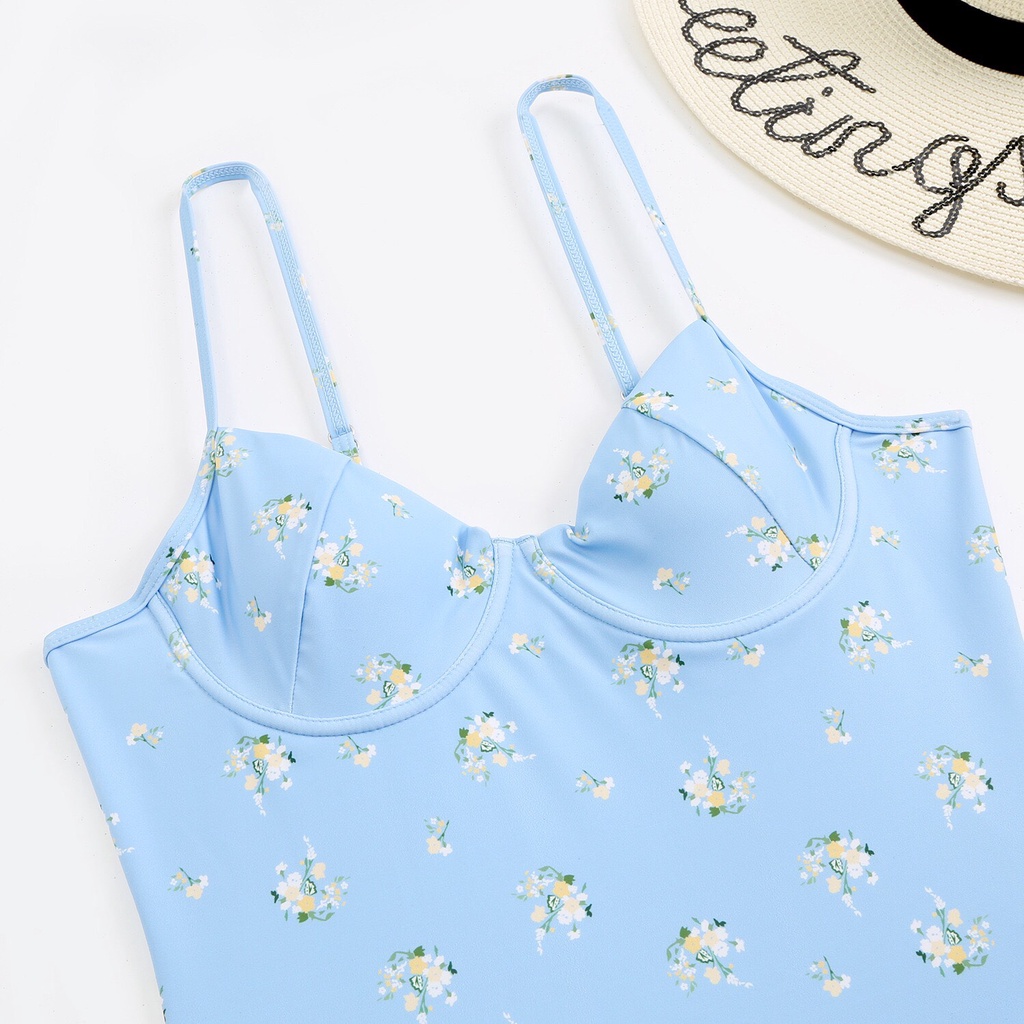 Bộ bikini liền thân hoa nhí phong cách RETRO, áo tắm nâng ngực có gọng BM49