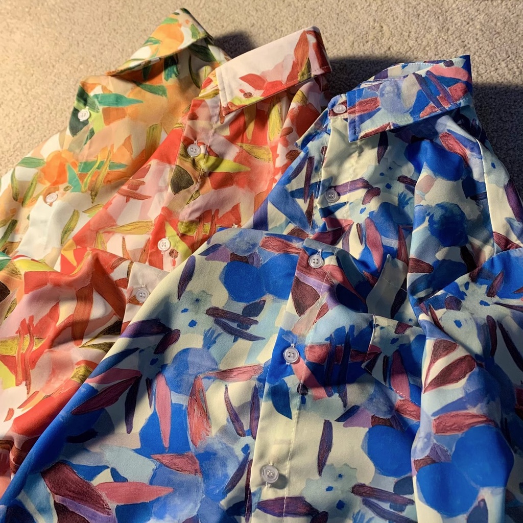 NRVP Áo Sơ Mi Nữ Ngắn Tay In Họa Tiết Độc Đáo Phong Cách Hàn Quốc Mới