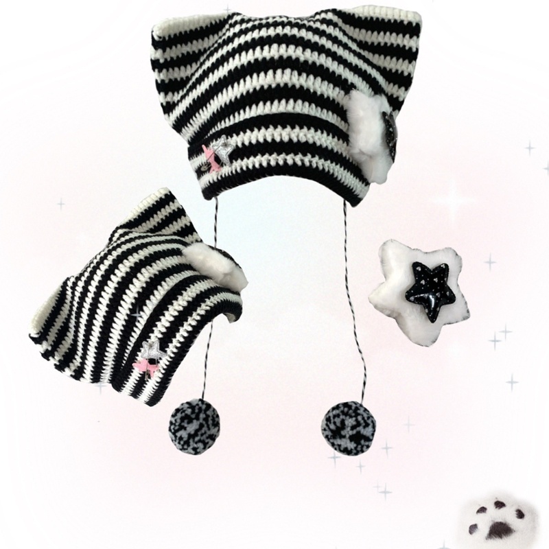 Mũ Len Beanie Tai Mèo Dễ Thương Y2K