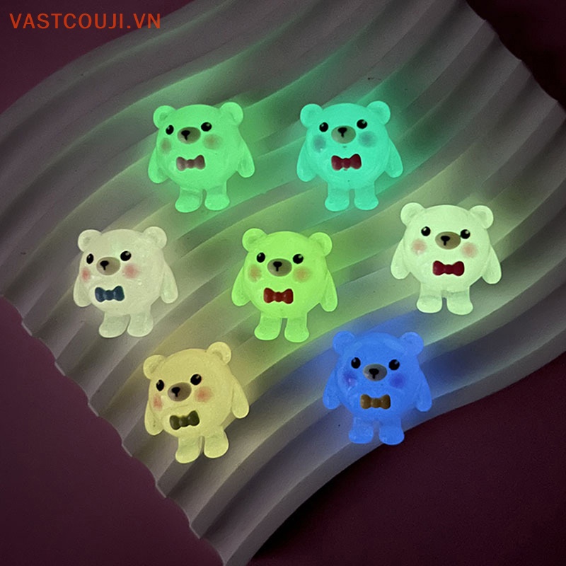 Set 10 Mô Hình Gấu Phát Sáng Bằng Nhựa Resin Trang Trí Tiểu Cảnh VASTJI