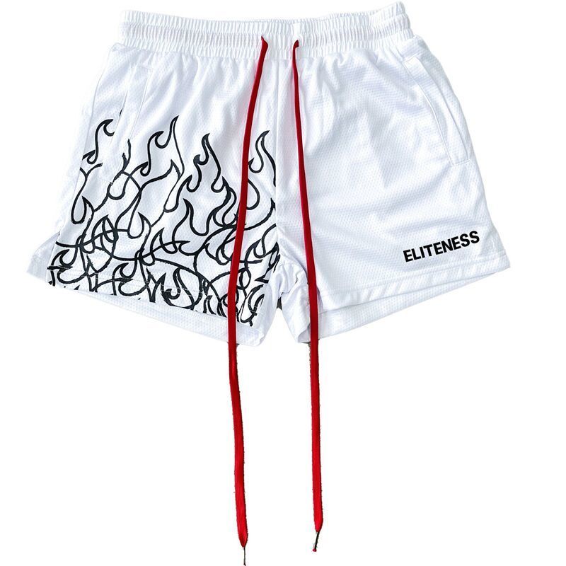 Quần Short Thể Thao Siêu Nhẹ Thoáng Khí In Họa Tiết Ngọn Lửa Phong Cách Âu Mỹ Cho Nam