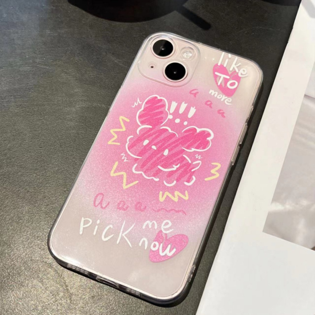 ✅Ốp Điện Thoại Màu Hồng Trong Suốt Hình Chú Chó Cho Iphone 12 promax 13Pro 1114 1ECL