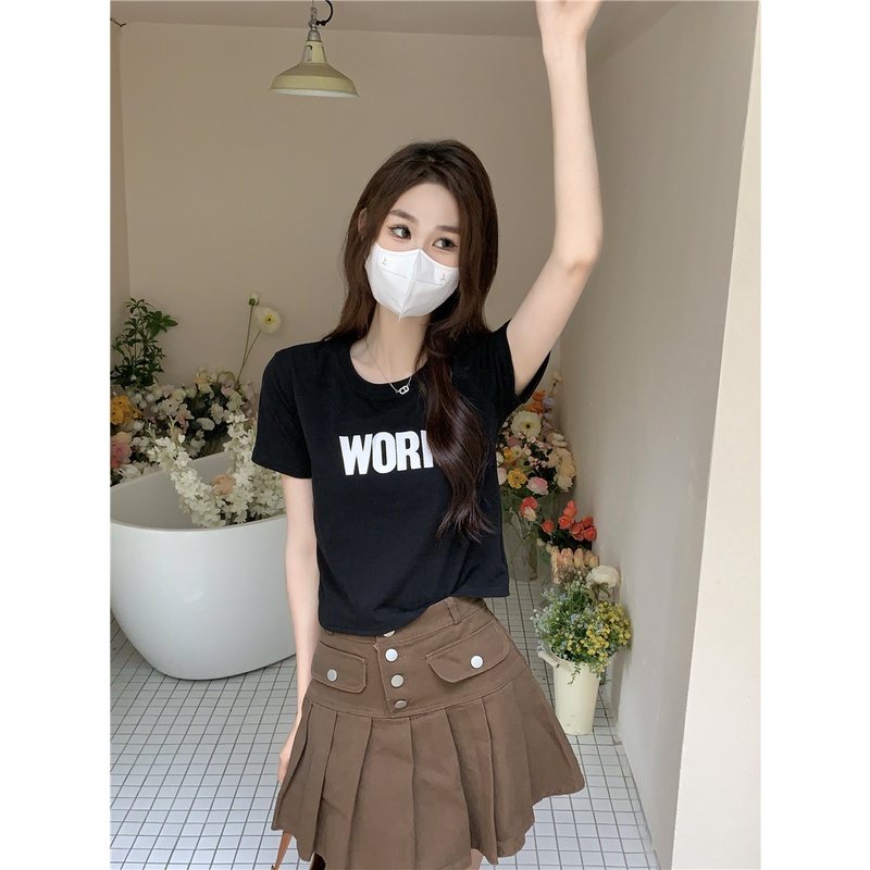 Áo Thun Tay Ngắn Cổ Tròn In Chữ Thời Trang Dành Cho Nữ