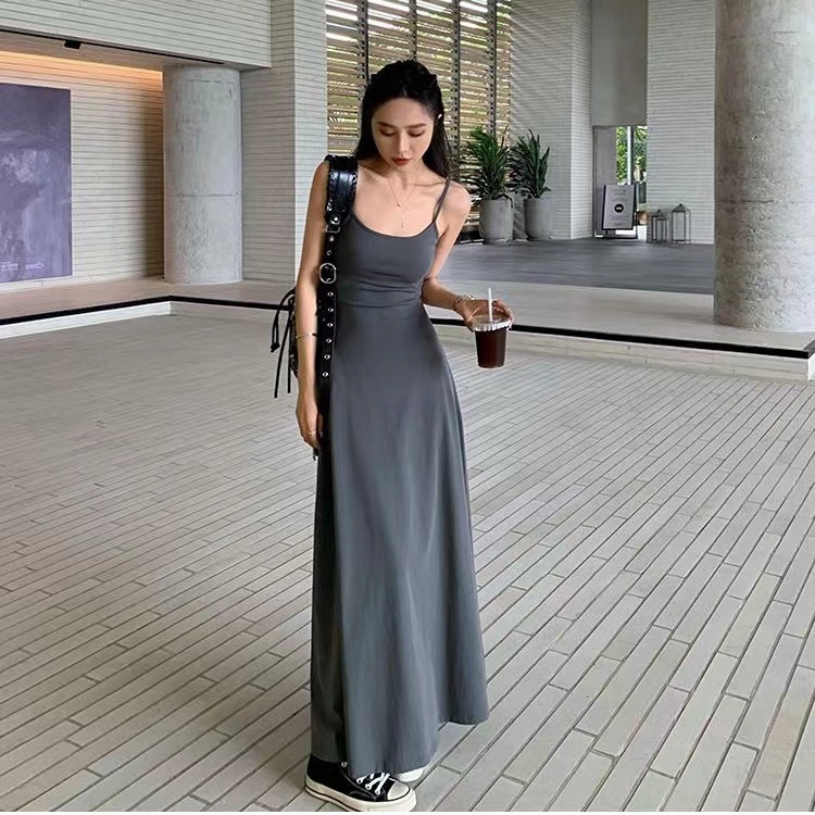 Cozok Đầm Dài Không Tay Dáng Ôm Màu Trơn Gợi Cảm Dành Cho Nữ