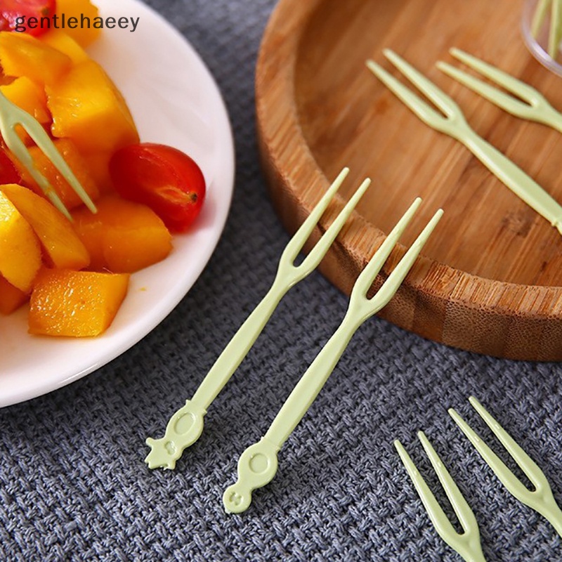 Set 50 Nĩa Ăn Trái Cây / Tráng Miệng Bằng Nhựa Họa Tiết Hoạt Hình Dành Cho Trẻ Em