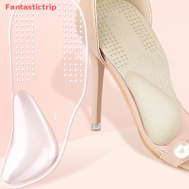 1 Cặp Đệm Lót Giày Cao Gót Dạng Cong Tự Dính Hấp Thụ Mồ Hôi Chống Trượt Mới