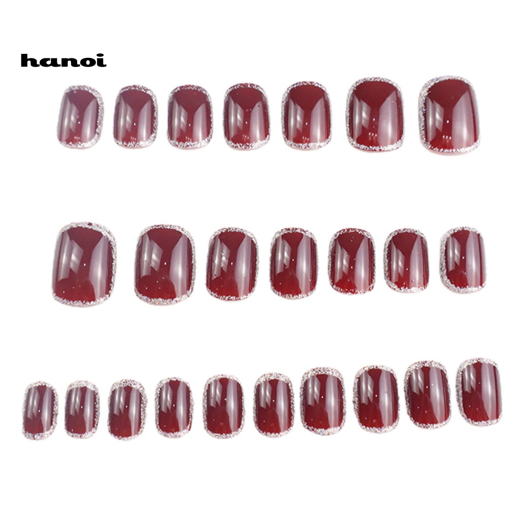Set 24 Miếng Dán Móng Tay Bằng ABS Nhỏ Gọn Tinh Tế Viền Màu Bạc DIY