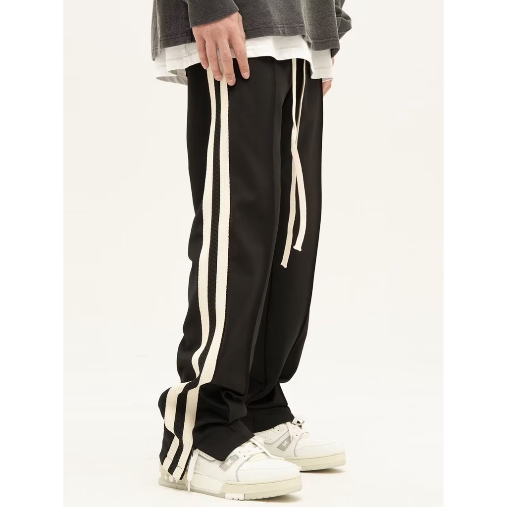 Quần Thể Thao Ống Rộng Xẻ Tà Phối Khóa Kéo Thời Trang Xu Hướng Mỹ