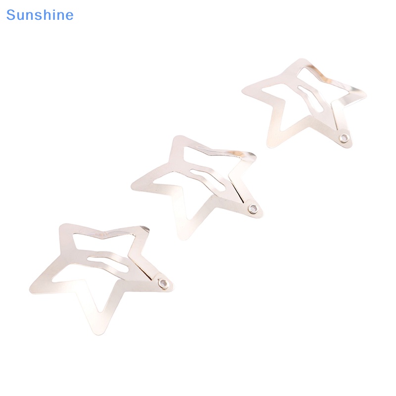 Bộ 4 Kẹp Tóc Hình Ngôi Sao Màu Bạc Đơn Giản Cho Nữ