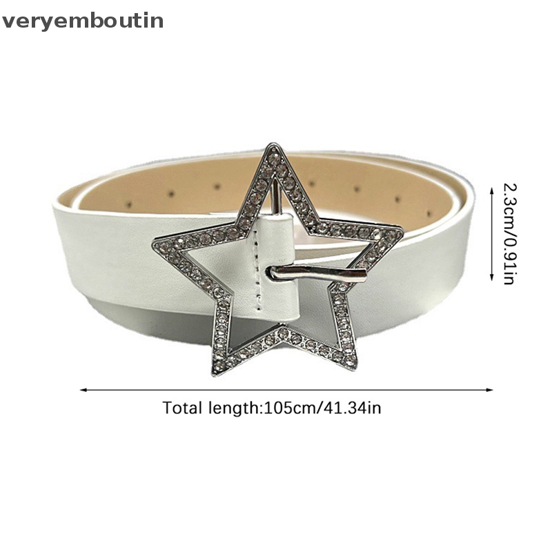 Thắt Lưng Da PU Màu Hồng Đính Ngôi Sao Năm Cánh Bằng Kim Loại Cho Nữ