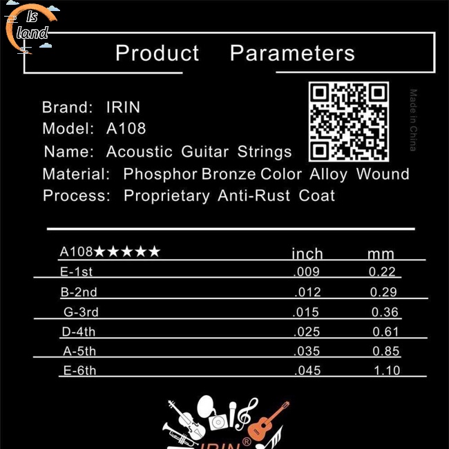 Set 6 Dây Đàn Ghi Ta 0.22mm 0.29mm 0.36mm 0.61mm 0.85mm 1.10mm