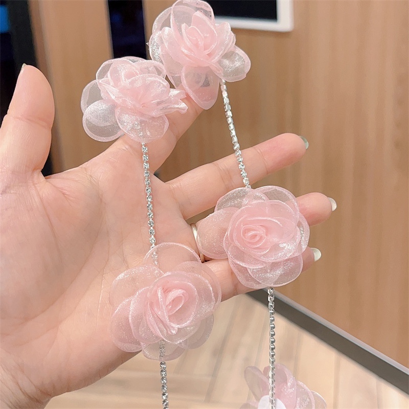 Kẹp Tóc Đuôi Ngựa Dạng Chuỗi Hạt Ngọc Trai Đính Hình Bướm Sang Trọng Cho Nữ