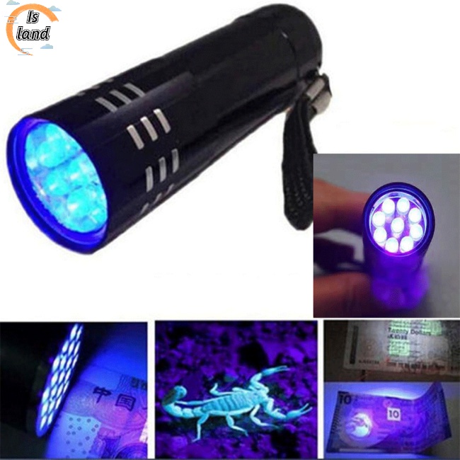 Đèn Pin Uv Led Mini 9 Bóng Chống Thấm Nước Đa Năng Tiện Dụng