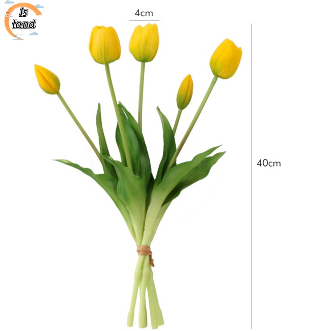 Bộ 5 Bông Hoa Tulip Bằng Cao Su Mềm Nhiều Màu Trang Trí Bàn Ăn / Phòng Khách