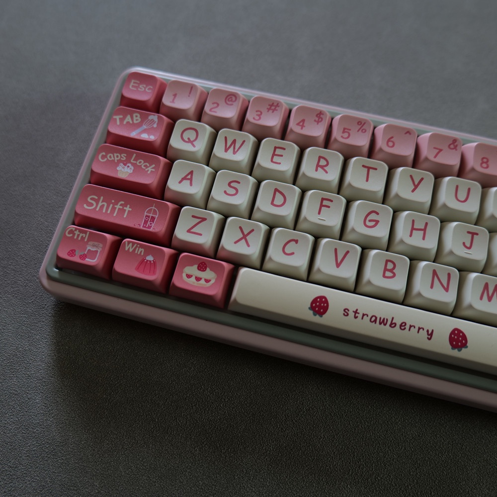 Kem Dâu Keycaps XDA Profile PBT Dye Sub Bàn Phím Cơ Keycap