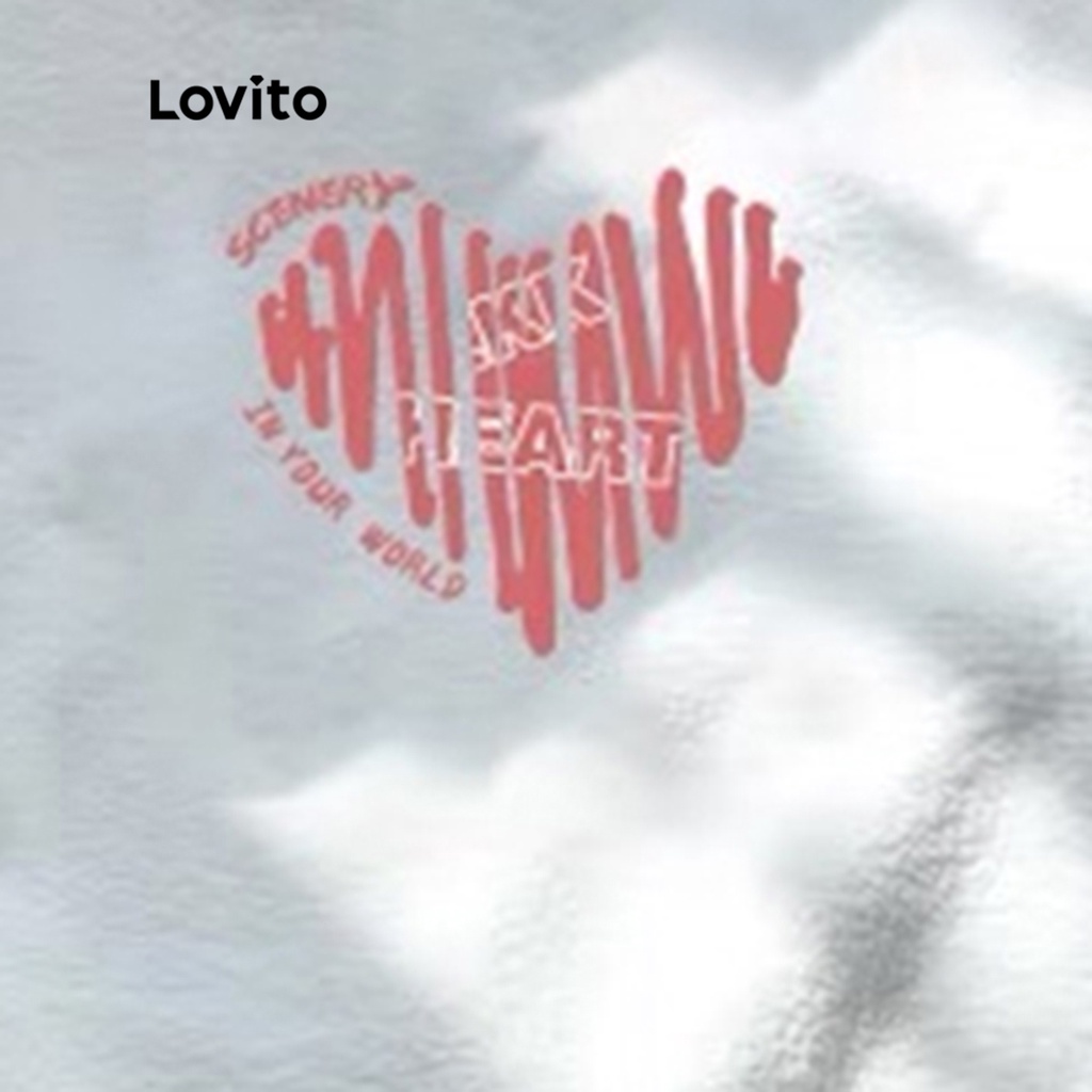 Áo thun Lovito tay ngắn cổ tròn hình trái tim dễ thương cho nữ LNE06068 (màu trắng/ hồng)