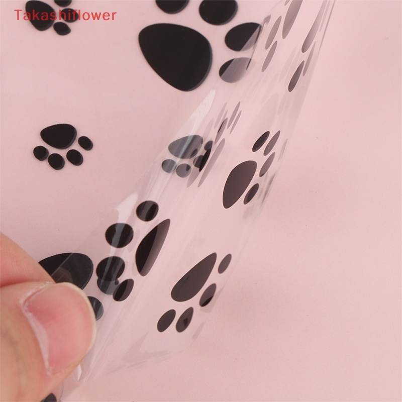 Set 50 / 100 Túi Nhựa Đựng Kẹo In Hình Dấu Chân Mèo Màu Hồng Dễ Thương